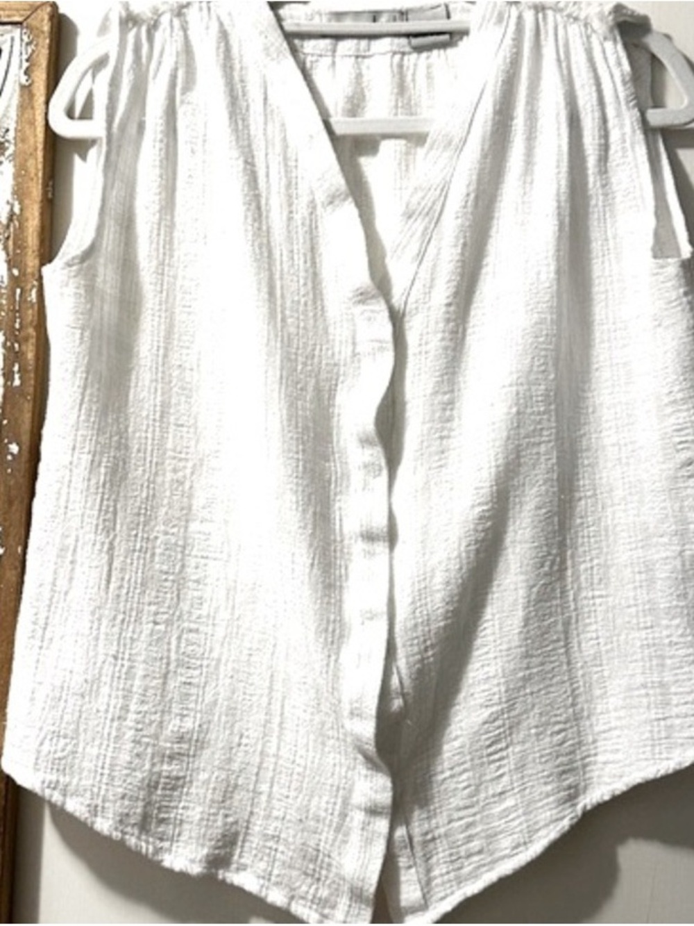 White Sleeveless Button-Front Women's Top